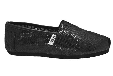 Black Toms Shoes on Tom S Shoes Classic Glitter Slip On   Black Glitter   Shoe Biz   San